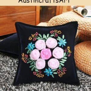 Flower Velvet Cushion Embroidery Kit