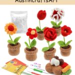 Red Flowers Potted Crochet Kit