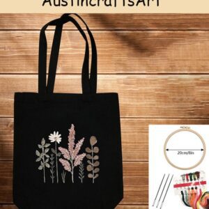 Plant Embroidery Tote Bag Kit