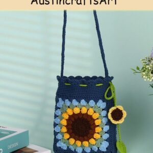 Dark Blue Sunflower Bag Crochet Kit