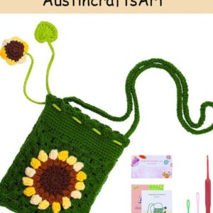 Dark Green Sunflower Bag Crochet Kit