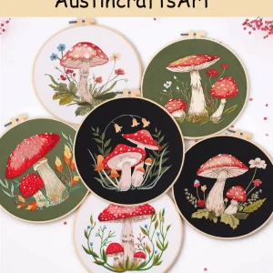 Cute Red Mushroom Embroidery Kit