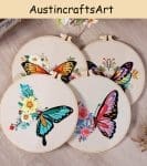 Colorful Flowers Butterfly Embroidery Kit