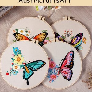 Colorful Flowers Butterfly Embroidery Kit