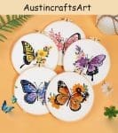 Beginner Floral Butterfly Embroidery Kit