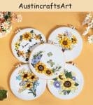 Butterfly Sunflower Flower Embroidery Kit