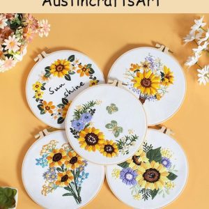 Butterfly Sunflower Flower Embroidery Kit