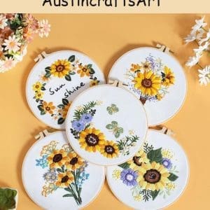 Butterfly Sunflower Flower Embroidery Kit