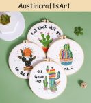 Cactus Plants Letters Embroidery Kit