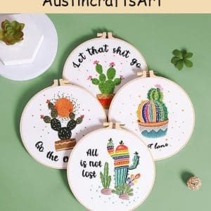 Cactus Plants Letters Embroidery Kit