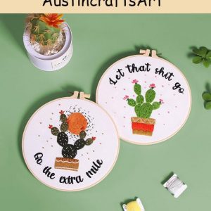 Cactus Plants Letters Embroidery Kit