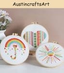 Rainbow Heart Sun Embroidery Kit