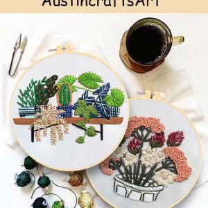 3D Green Potted Plant Embroidery Kit