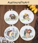 Cute Hedgehog Plant Embroidery Kit