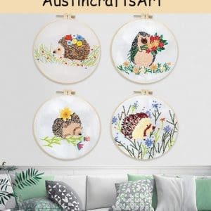 Cute Hedgehog Plant Embroidery Kit