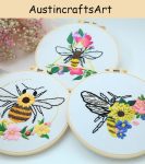 Flowers And Bee Embroidery Kit
