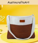White Brown Hand Bag Crochet Kit