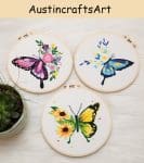 Pretty Flowers Butterfly Embroidery Kit