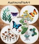 Plants And Butterfly Embroidery Kit