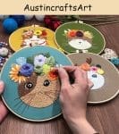 Flowers And Cat Embroidery Kit