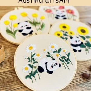 Panda And Flower Embroidery Kit