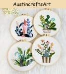 DIY Plants Cat Embroidery Kit