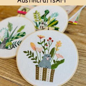 DIY Plants Cat Embroidery Kit