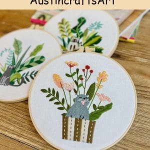 DIY Plants Cat Embroidery Kit