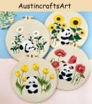 Panda And Flower Embroidery Kit