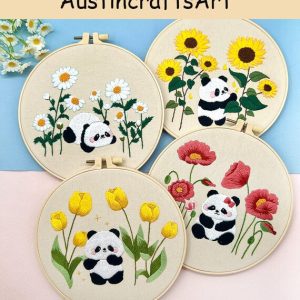 Panda And Flower Embroidery Kit