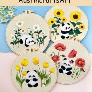 Panda And Flower Embroidery Kit