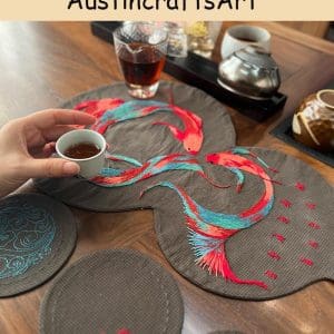 Chinese Style Flower Fish Coaster Embroidery Kit