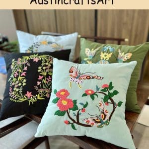 Flowers Butterfly Pillow Case Embroidery Kit