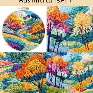 Colorful Rural Landscape Embroidery Kit