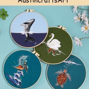 Cute Whale Swan Turtle Bird Embroidery Kit