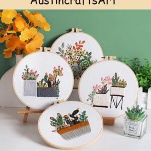 Succulent Plants Potted Embroidery Kit